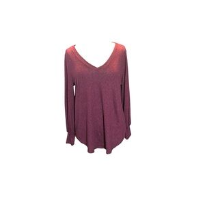 Maurices Women's Long Sleeve V-Neck Top - Burgundy